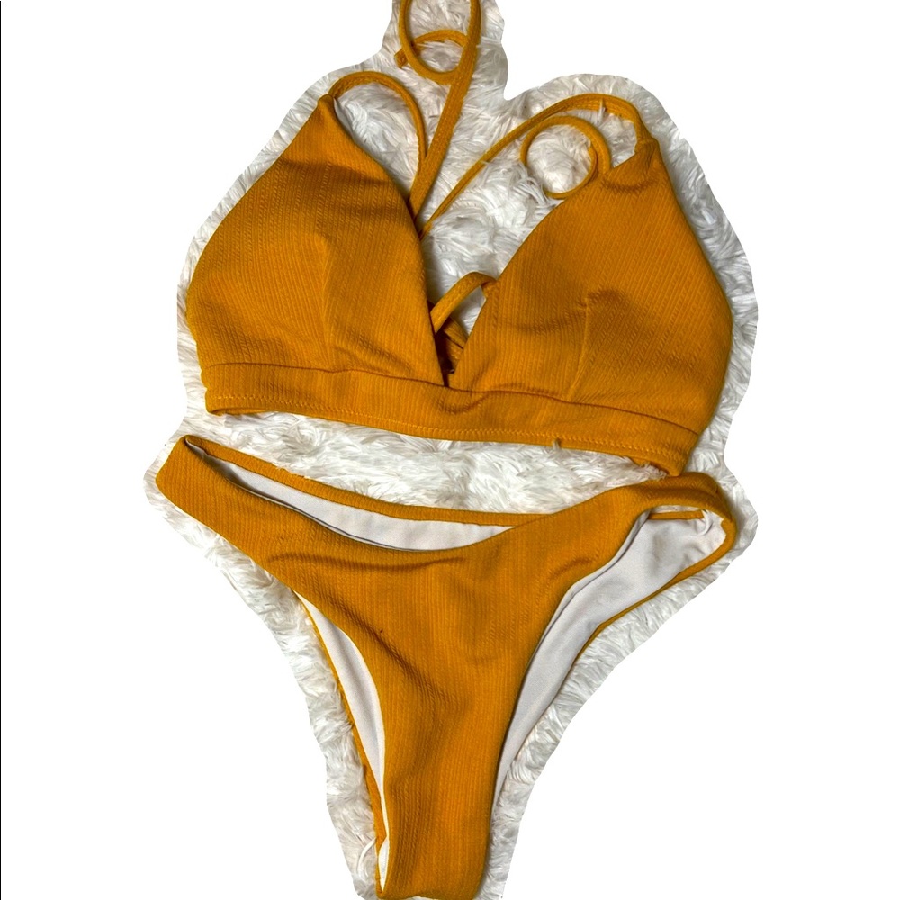Shein mustard yellow two piece bikini XS